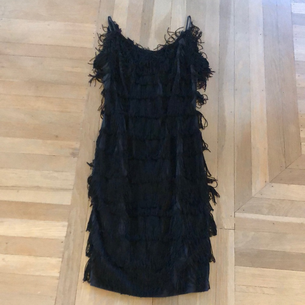 Vintage 1960s black fringe dress